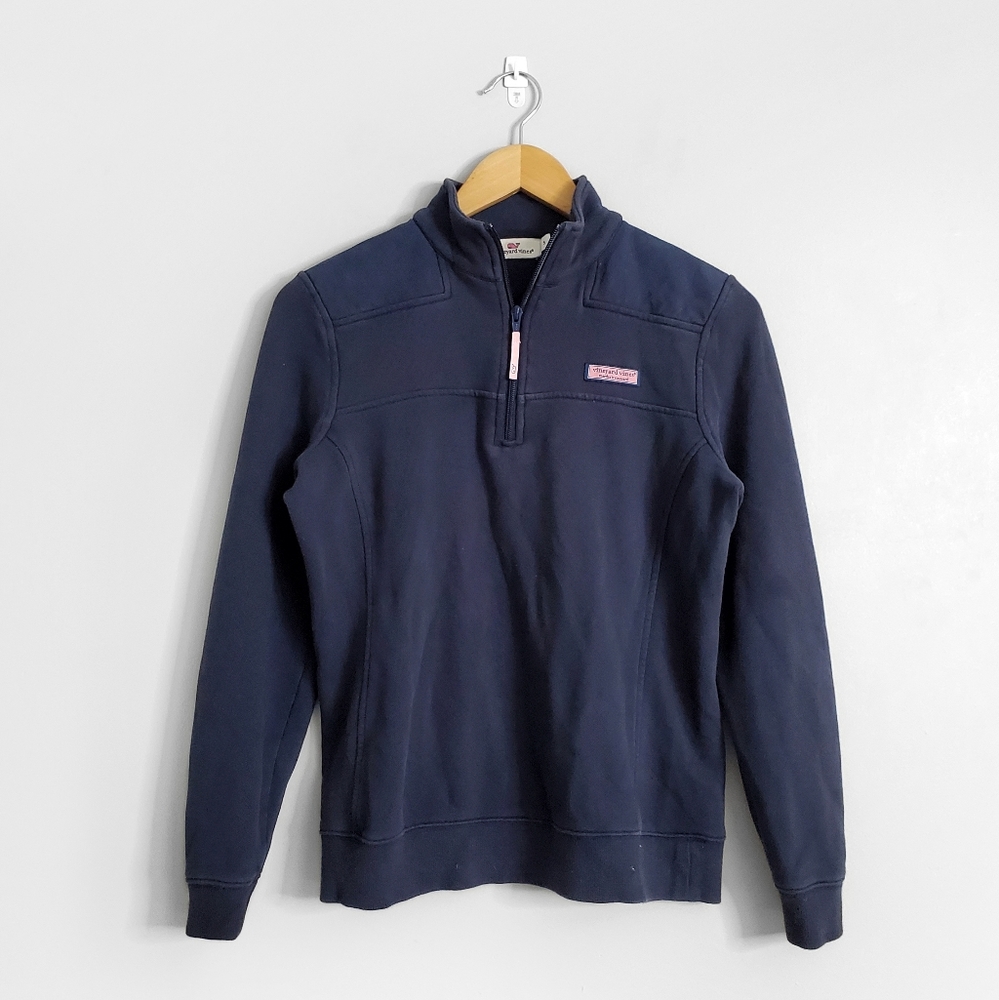 VINEYARD VINES Navy Blue Quarter Zip Shep Pullover Sweatshirt
